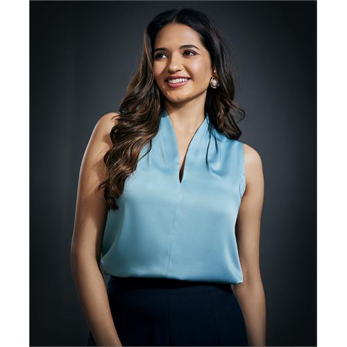 Sleeveless Satin Vneck Top