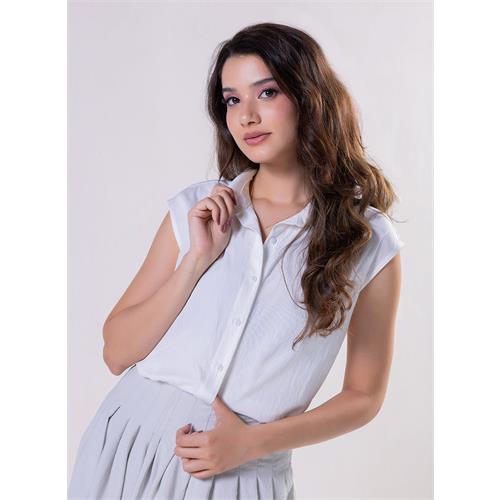 Sleeveless Shirt Top -Off White