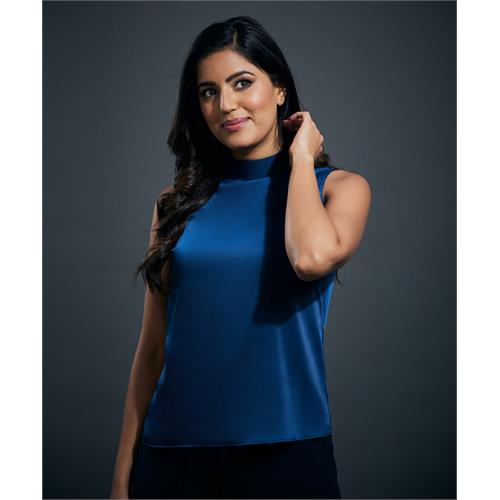 Solid Satin Shoulder Dropped Top