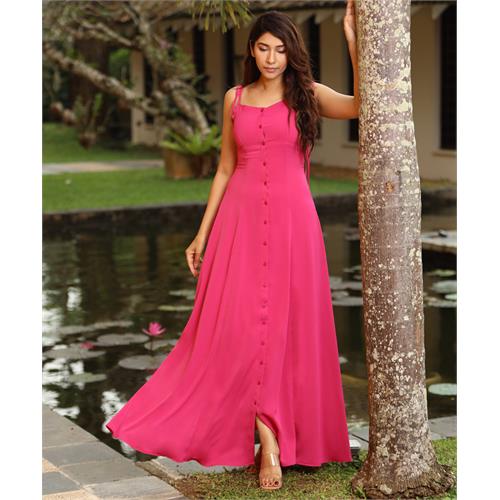 Spaghetti Strap Empire Waist Pink Maxi