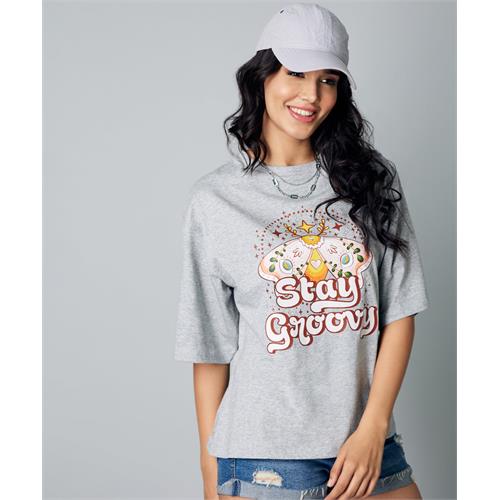 Stay Groovy Oversize Gray Marl Tshirt