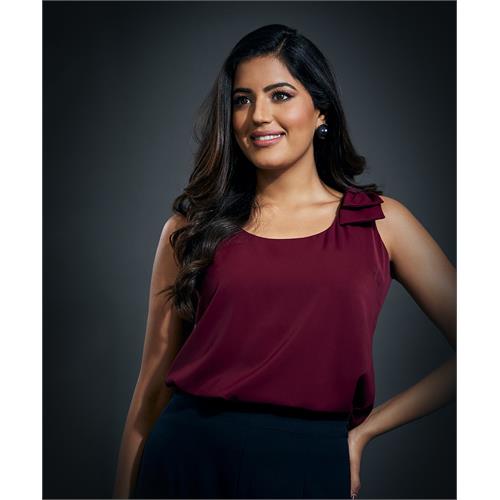 Strap Bow Sleeveless Top-Red