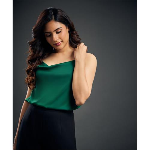 Strappy Cowl Neck Green Cami Top