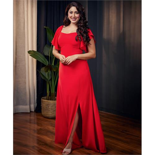 Sweetheart Neck Flared Sleeve Maxi