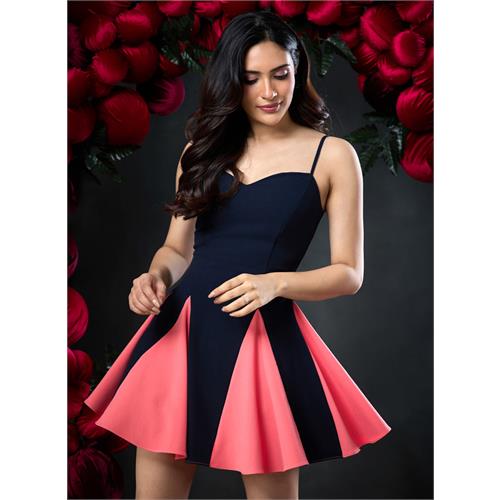 Sweetheart Neck Paneled Mini Dress