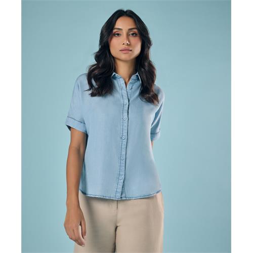 Tencel Oversized Short-Sleeve Shirt