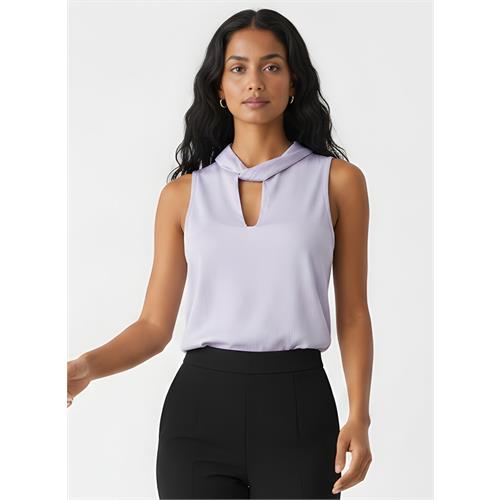 Twisted Neck Sleeveless Lavender Top