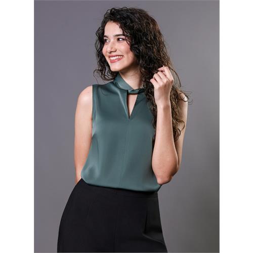 Twisted Neck Sleeveless Top - Green