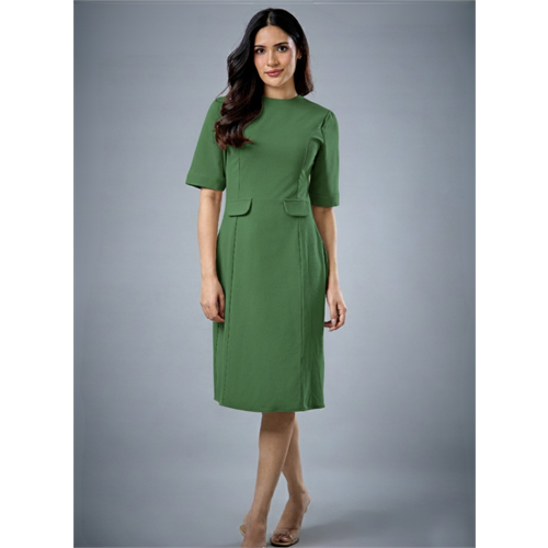 Two Flapped Shift Dark Green Dress