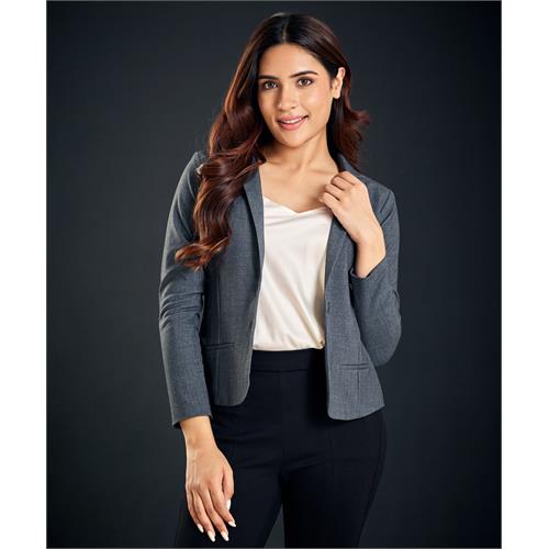 Two Side Welt Pockets Grey Blazer