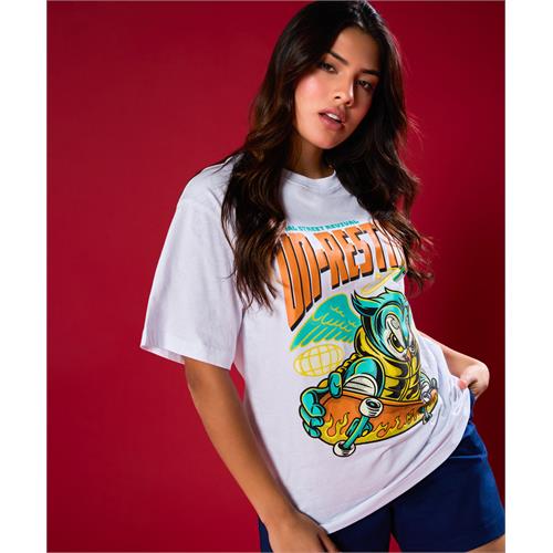 Un-Resting Owl Printed Oversized Tshirt