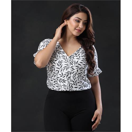 Vneck Flared Sleeve White Top