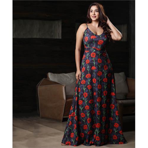 Vneck Floral Soft Printed Maxi Dress