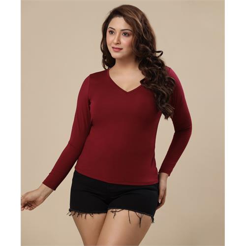 Vneck Long Sleeve Maroon Tshirt