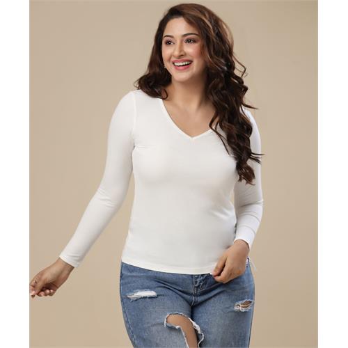 Vneck Long Sleeve White Tshirt