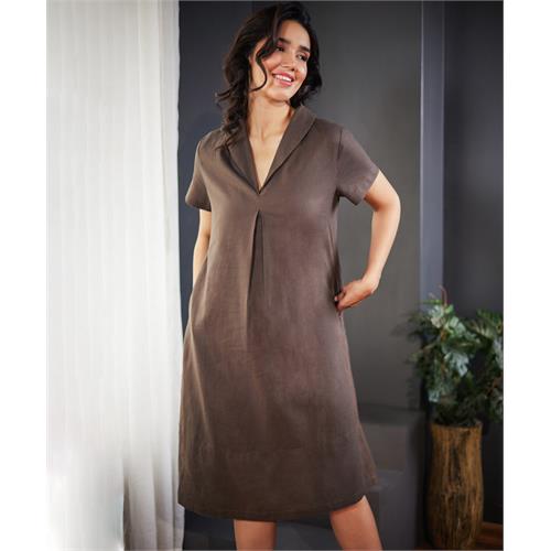 Vneck Loose Fitted Linen Dress