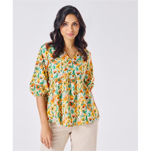 Vneck Printed Half Sleeve Top