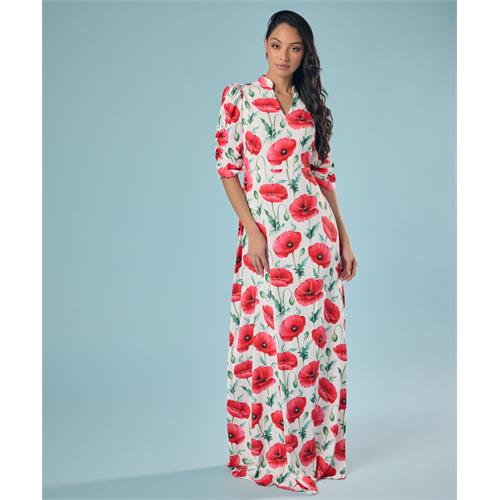 Vneck Tulip Printed Chiffon Maxi Dress
