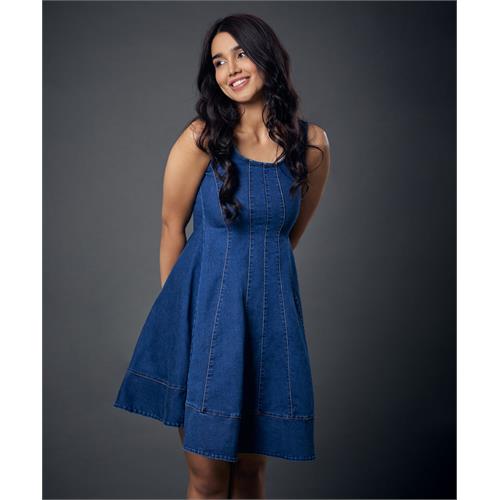 Waist Less Panel Denim Princess Line Dress