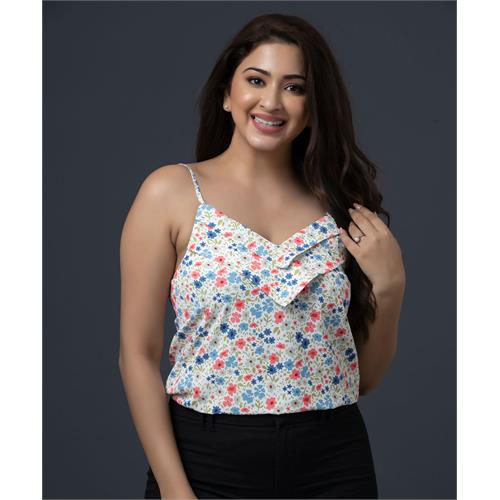 White Candy Floral Printed Cami Top