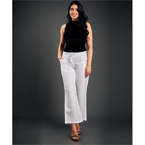 White Comfortable Linen Pant