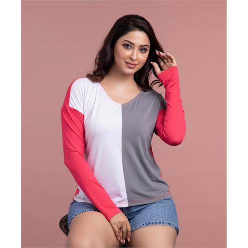 White Pink Grey Panel Tshirt