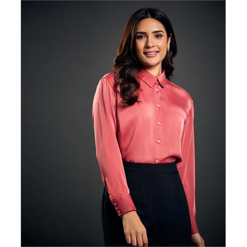 Work Wear Satin Pink Blouse