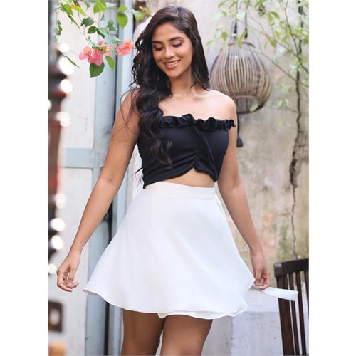 Wraparound Satin Skirt White