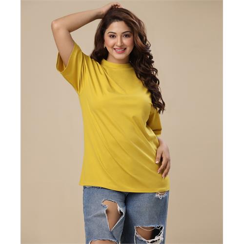 Yellow Oversized Basic Crew Neck Tshirt