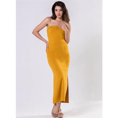 Yellow Tube Dress With A Side Opening