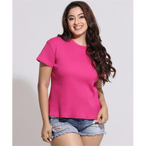 Basic Crew Neck Pink T-Shirt