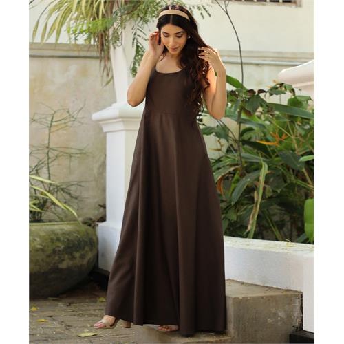 Black Olive Flowing Linen Maxi