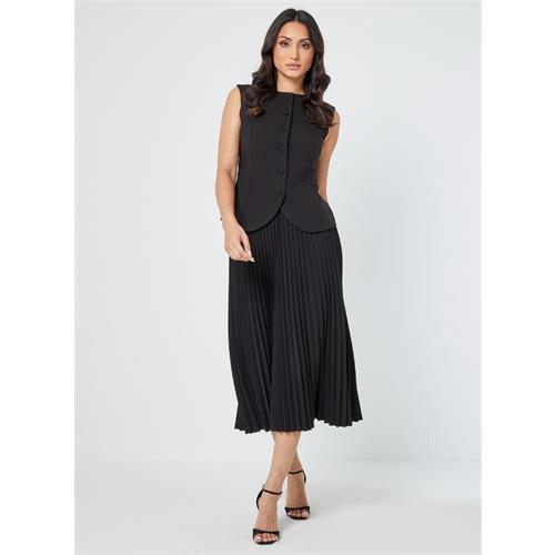 Black Elegant Pleated Formal Skirt