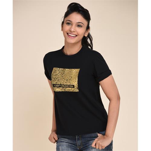 Black Golden Printed Tee