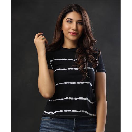 Black Striped Tie And Dye T-Shirt