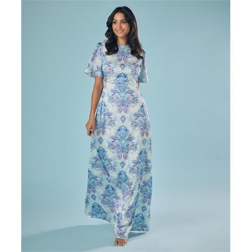 Blue And White Printed Maxi