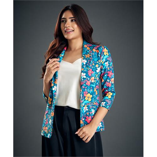 Blue Floral Work Wear Blazer