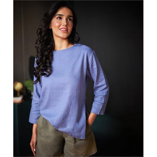 Blue Oversized Linen Top