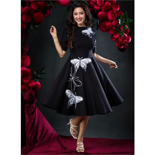 Butterfly Embroidered Short Sleeve Dress