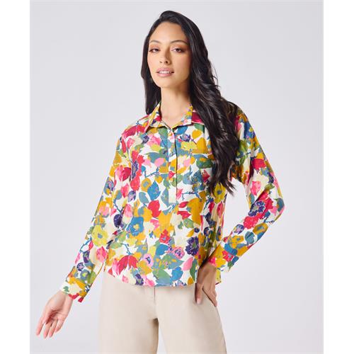 Cotton Floral Printed Oversized Shirt