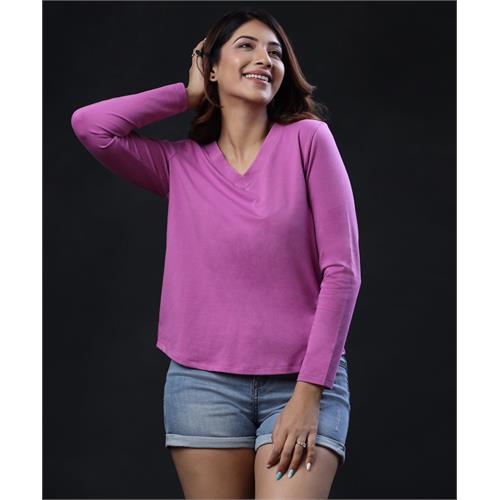 Deep Vneck Long Sleeve Purple Tshirt