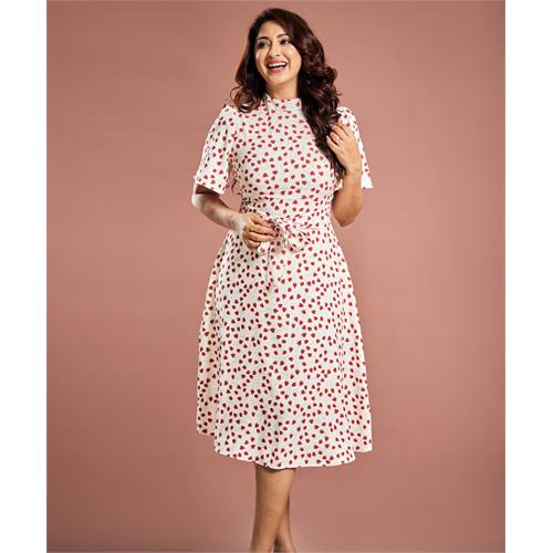 Floral Flutter Sleeve Flared Dress