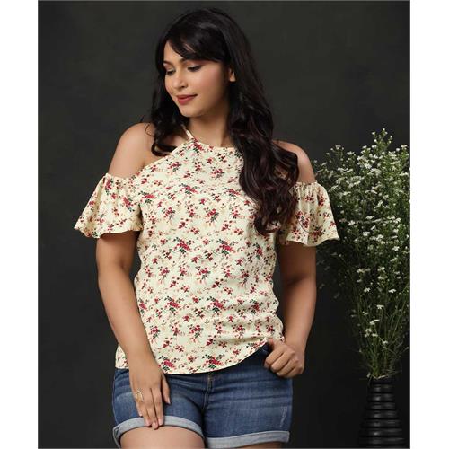 Floral Print Cold Shoulder Blouse