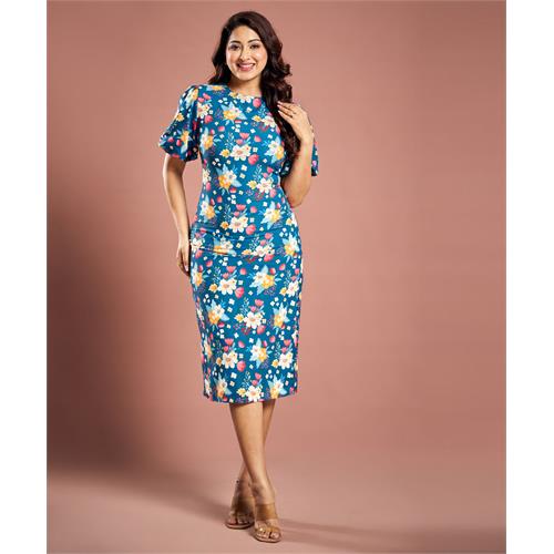 Floral Printed Puffed Sleeve Dress