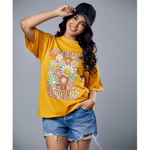 Follow The Flowers Printed Oversized Tshirt