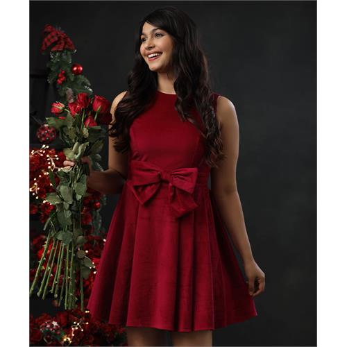 Front Bow Mini Christmas Dress