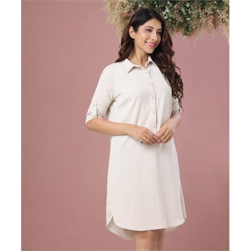 Front Buttoned Long Sleeve Shirt Dress