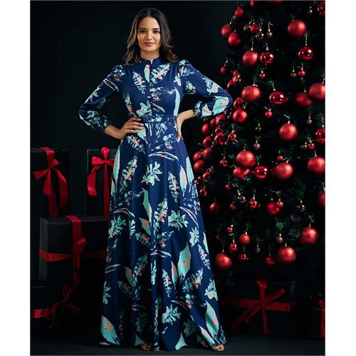 Front Buttoned Printed Chiffon Dress