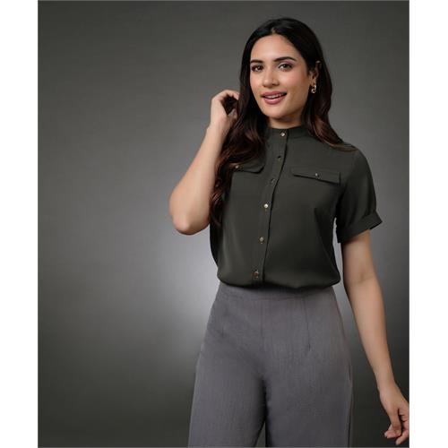 Gold Button Attached Grey Top