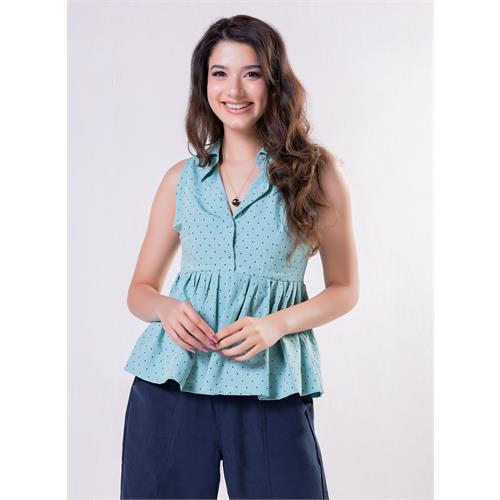Halter Neck Peplum Blue Top